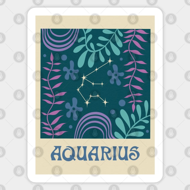 Abstract Aquarius Zodiac Sticker by mossandmoon